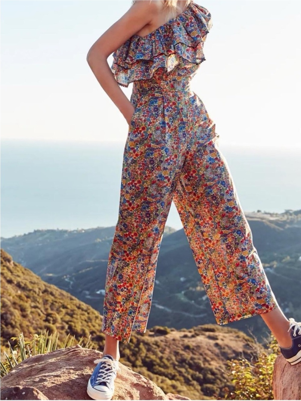 J. Crew One-Shoulder Floral Jumpsuit Liberty Print